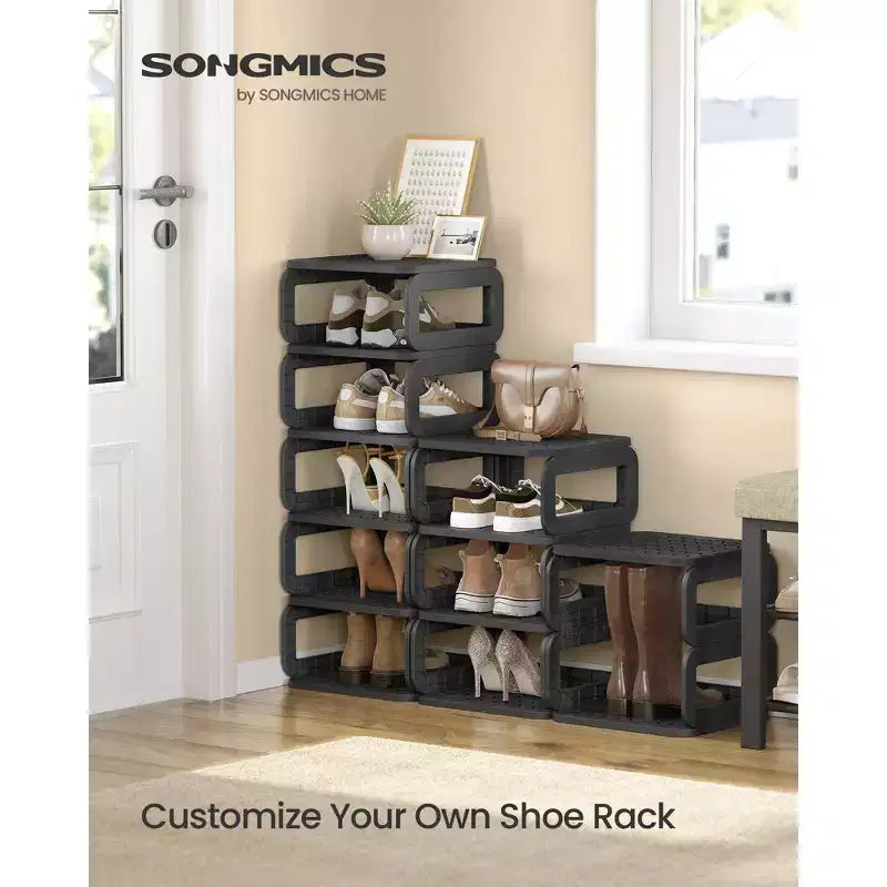 Shoe Rack, Shoe Organizer, 12 Shelves, Shoe Storage, Narrow Shoe Shelf, Open Shelf for Entryway, Living Room, Space-Saving
