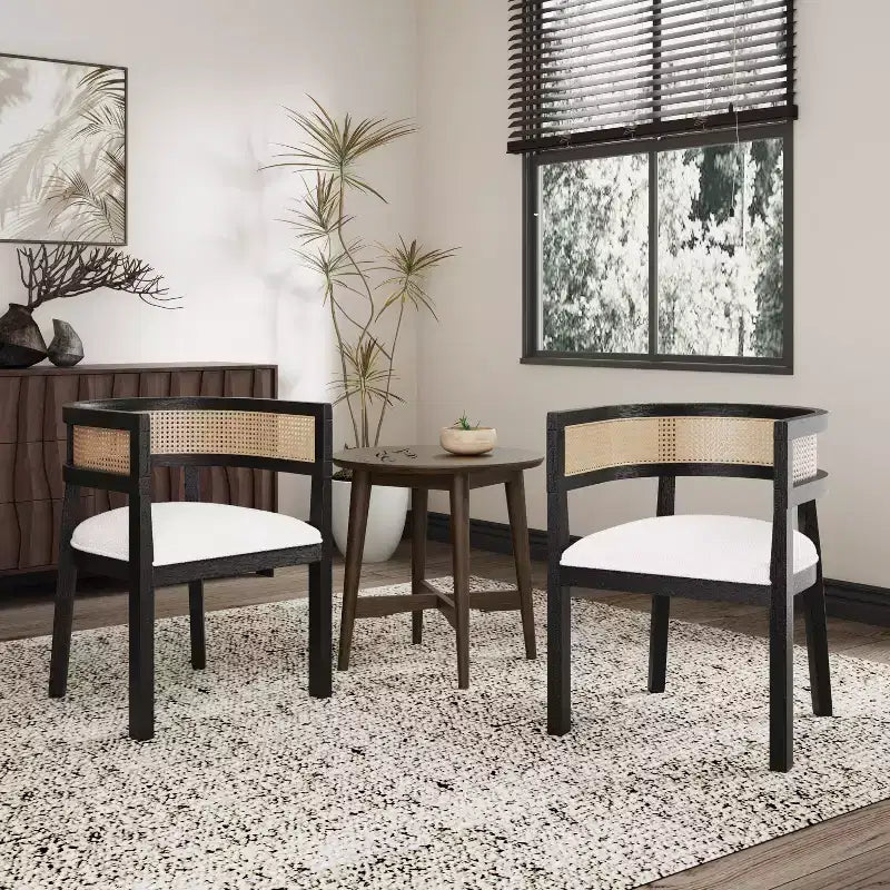 Christopher Knight Home Allen 3-teiliges Sitzmöbelset aus Holz und Rohrgeflecht im Mid-Century-Modern-Stil