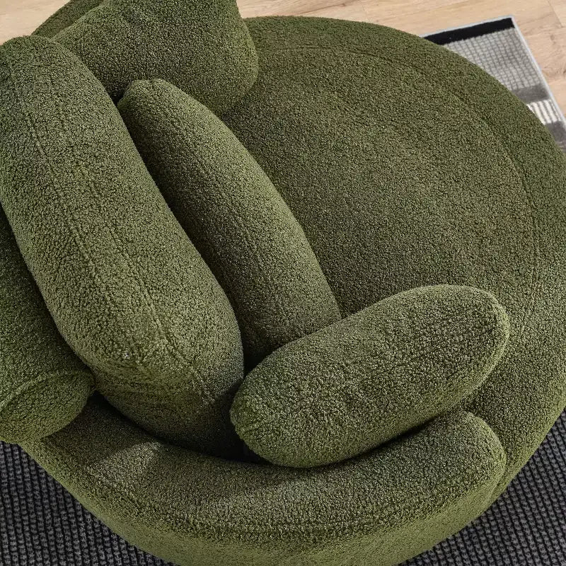 GDFStudio Dinah Moderna Sedia Girevole a 360° in Bouclé Alta 40 cm con Pouf Contenitore