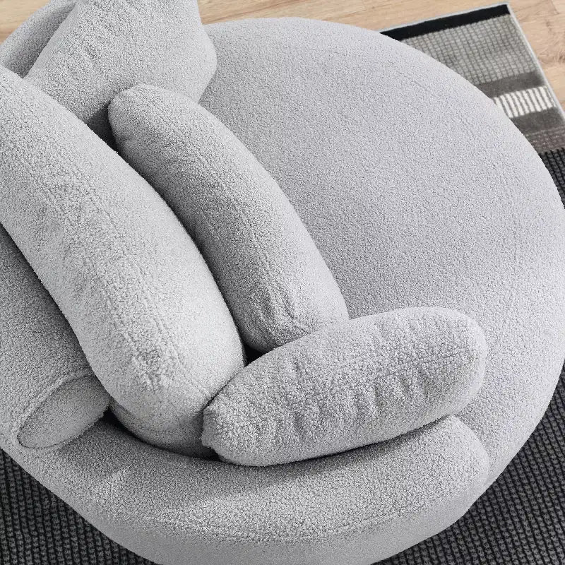 GDFStudio Dinah Moderna Sedia Girevole a 360° in Bouclé Alta 40 cm con Pouf Contenitore