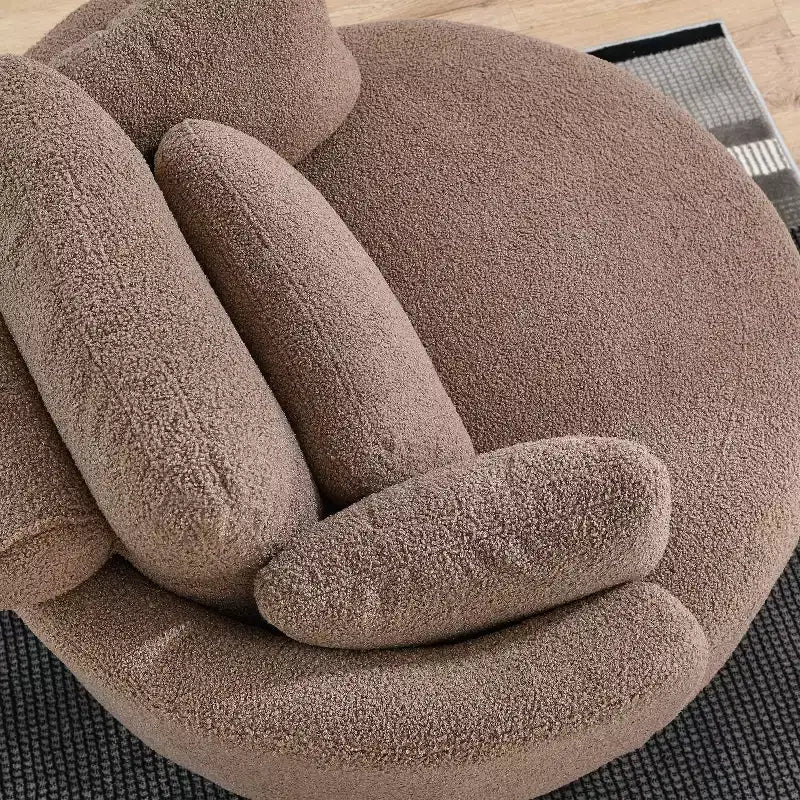GDFStudio Dinah Moderna Sedia Girevole a 360° in Bouclé Alta 40 cm con Pouf Contenitore