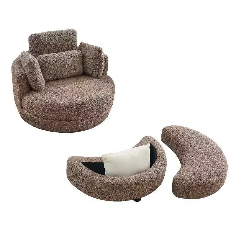 GDFStudio Dinah Modern 360 Swivel Boucle 15.7 H Chair with Storage Ottoman
