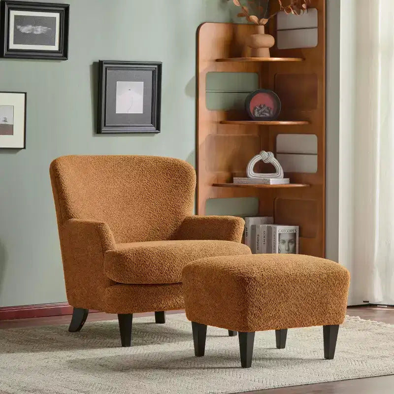 Christopher Knight Home Gerald eigentijdse set met bouclé gestoffeerde clubfauteuil en voetenbank