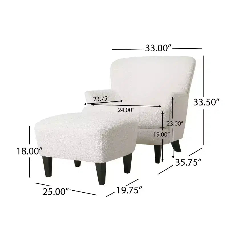Christopher Knight Home Gerald eigentijdse set met bouclé gestoffeerde clubfauteuil en voetenbank
