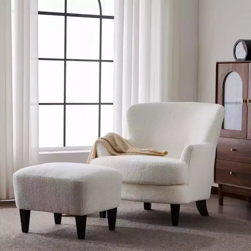 Christopher Knight Home Gerald eigentijdse set met bouclé gestoffeerde clubfauteuil en voetenbank