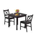 FDW 3/5-Piece Dining Table Set with Solid Pine Wood Construction and Faux Leather Chairs, Dark Brown