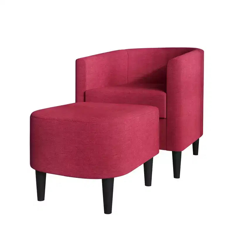 ChaletPosh-Leinen-Akzentsessel mit Hocker