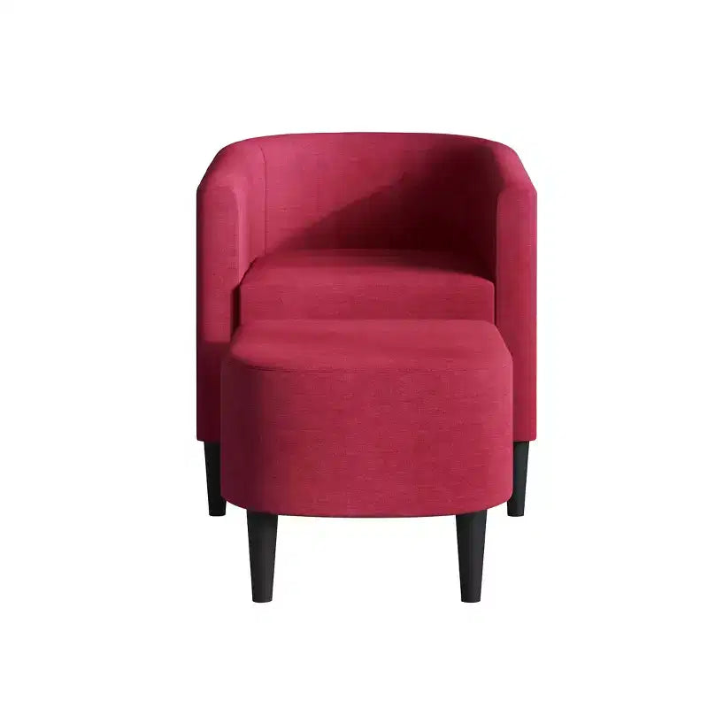 ChaletPosh-Leinen-Akzentsessel mit Hocker