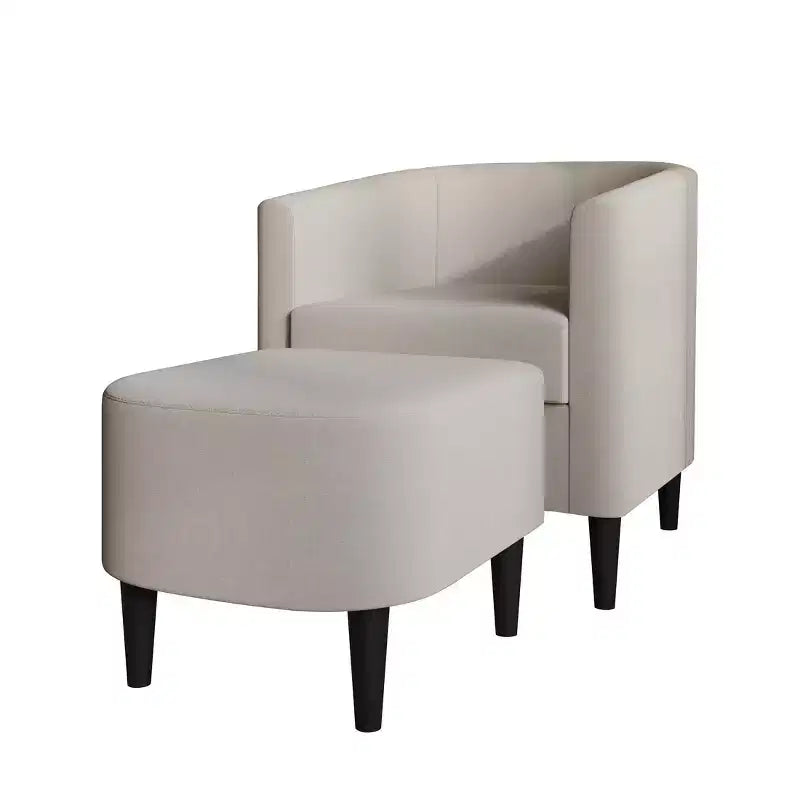 ChaletPosh-Leinen-Akzentsessel mit Hocker
