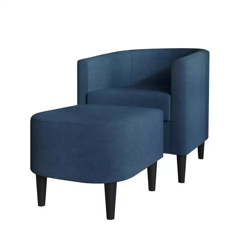ChaletPosh-Leinen-Akzentsessel mit Hocker