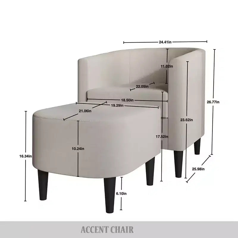 ChaletPosh-Leinen-Akzentsessel mit Hocker