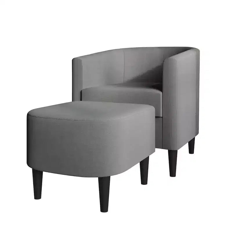 ChaletPosh-Leinen-Akzentsessel mit Hocker