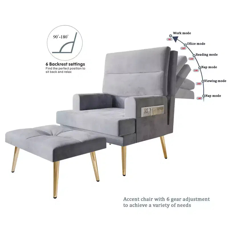 ChaletPosh Accent Chair with Ottoman in Velvet