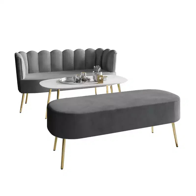 ChaletPosh baršunasta sofa s klupom i stolićem za kavu