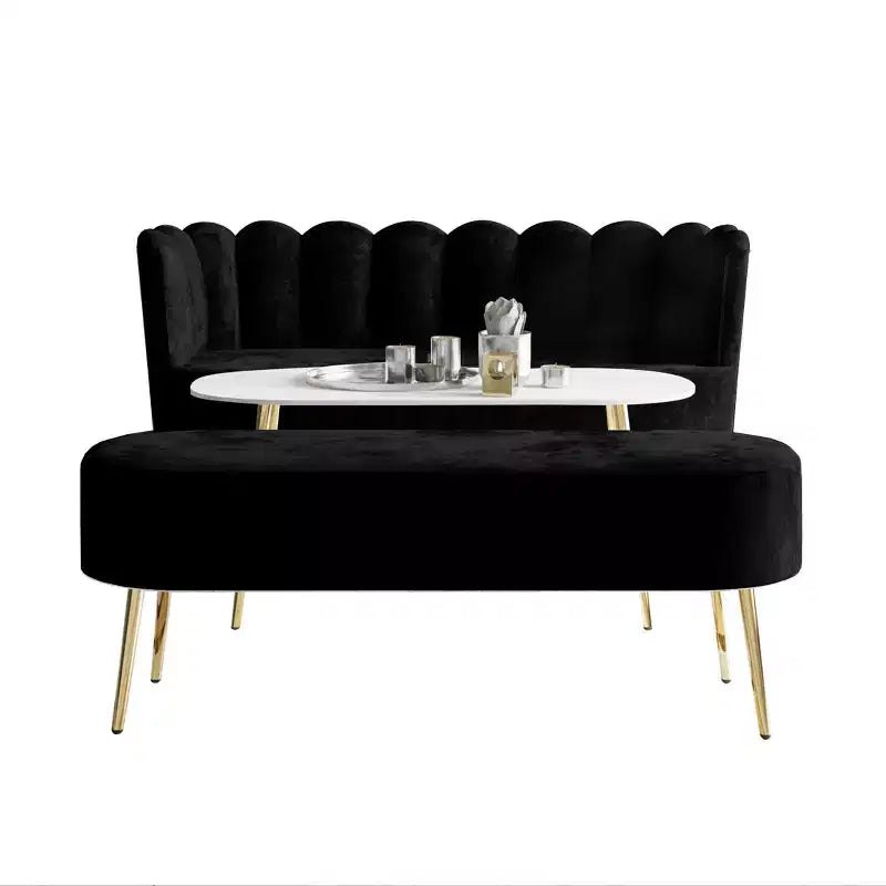 ChaletPosh baršunasta sofa s klupom i stolićem za kavu