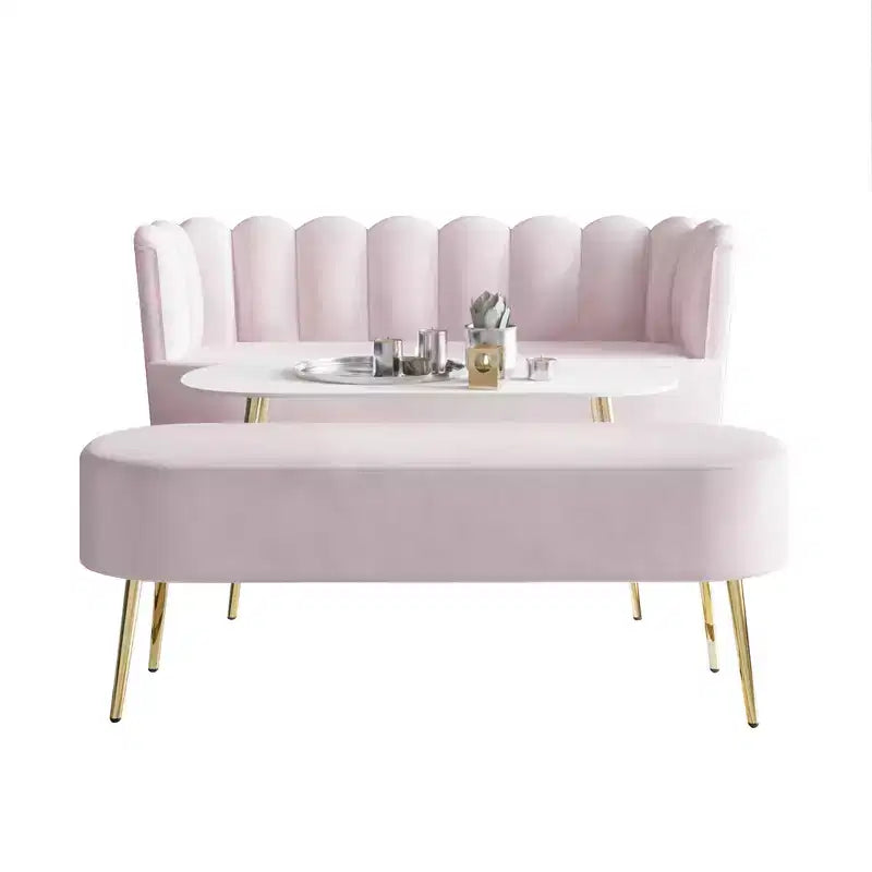 ChaletPosh baršunasta sofa s klupom i stolićem za kavu