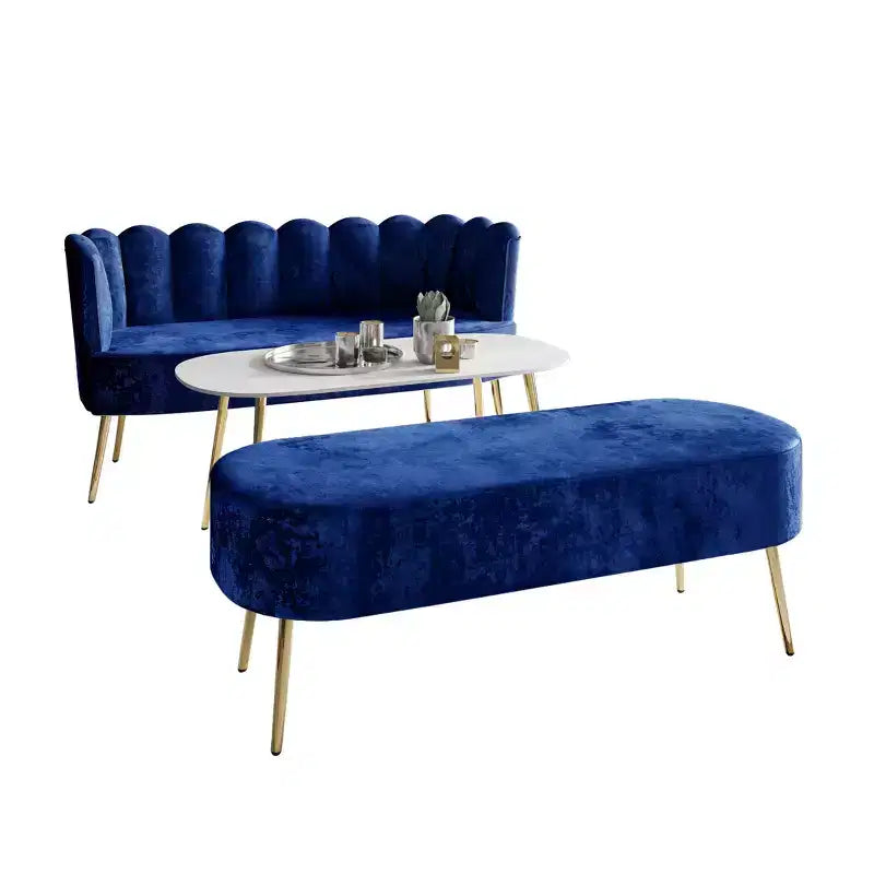 ChaletPosh baršunasta sofa s klupom i stolićem za kavu