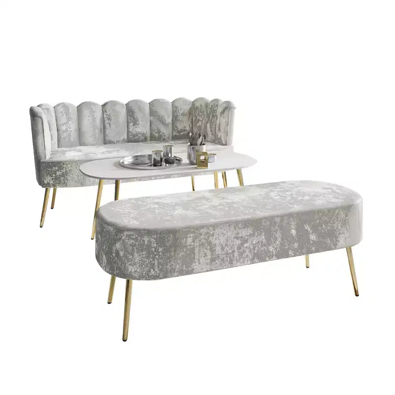 ChaletPosh baršunasta sofa s klupom i stolićem za kavu