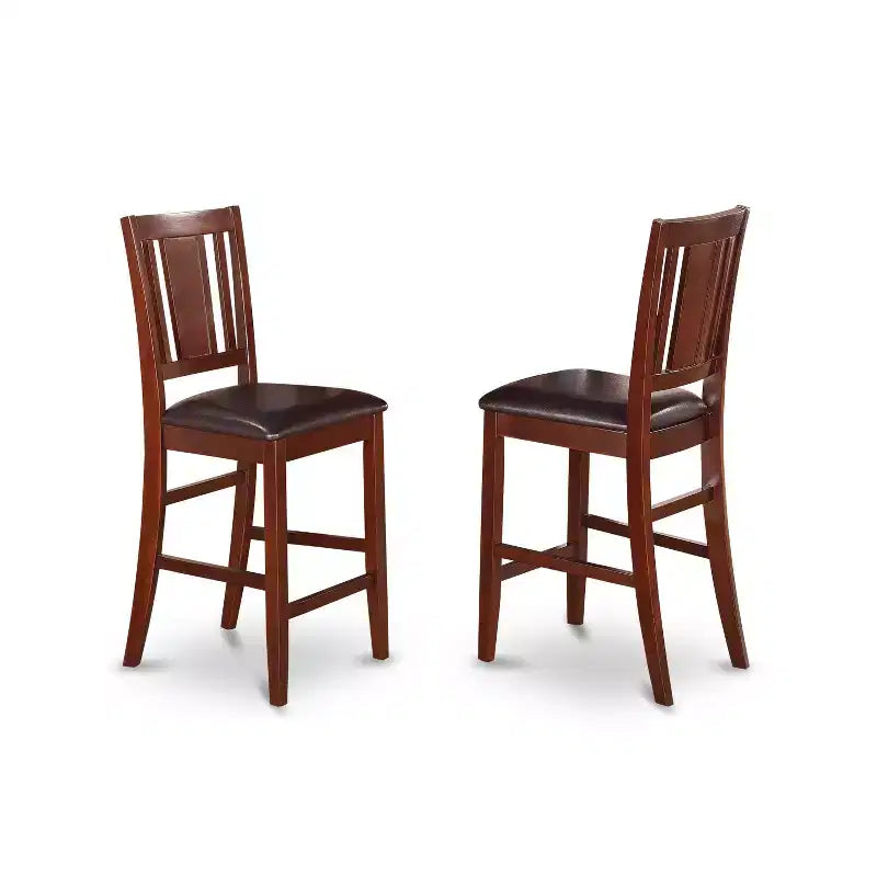 HomeStock Jabu5 Set Tavolo Rotondo da Pranzo Ad Altezza Contatore, Mogano