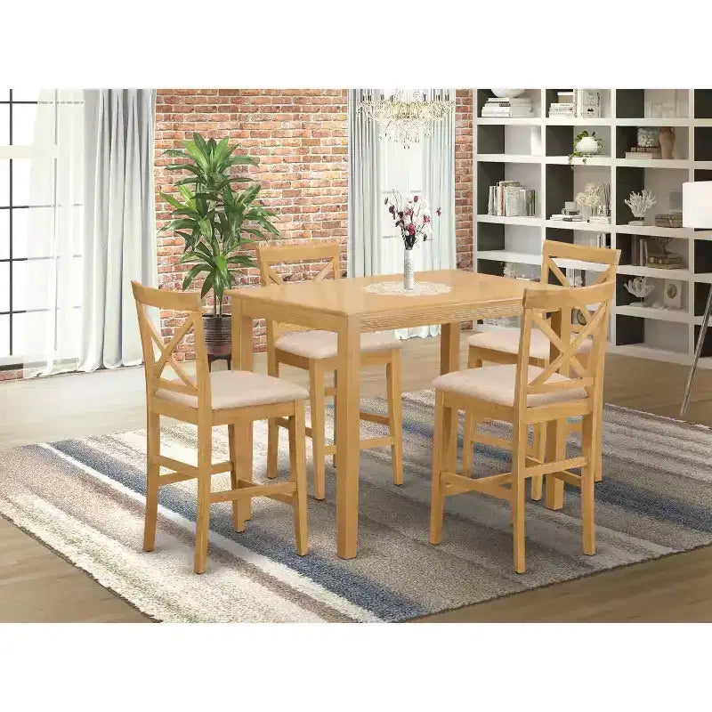 Set Da Pranzo In Legno Duro Asiatico Altezza Bancone Con Tavolo E Sedie
