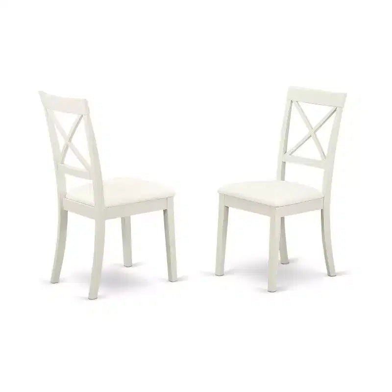 HomeStock Dublino Set da Pranzo Rotondo da 5 Pezzi Lino Bianco
