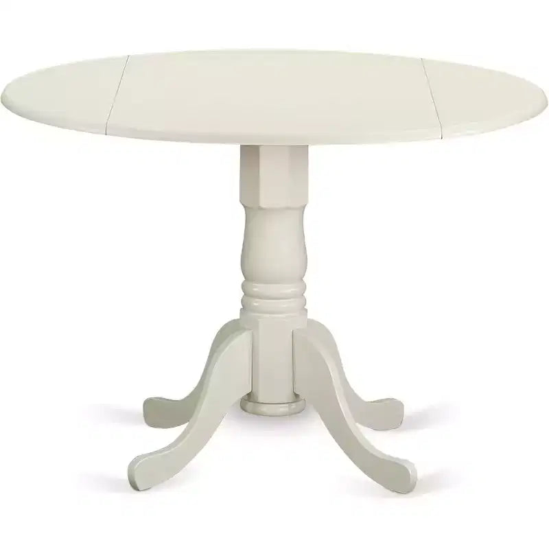 HomeStock Dublino Set da Pranzo Rotondo da 5 Pezzi Lino Bianco