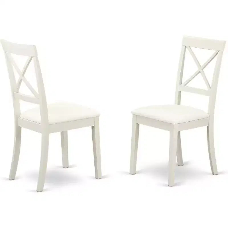 HomeStock Dublino Set da Pranzo Rotondo da 5 Pezzi Lino Bianco