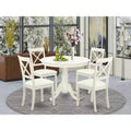 HomeStock 5 Pc Kitchen table set with a Dining Table and 4 Faux Leather Chairs in Linen White