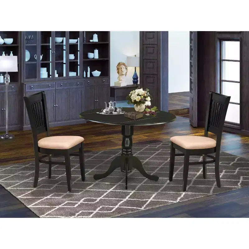 HomeStock Black Modern Drop Leaf Wooden Dining Table Set