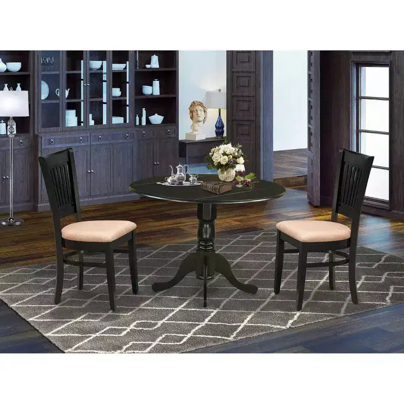 HomeStock Set da Pranzo in Legno con Tavolo a Ribalta Moderno Nero