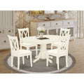 HomeStock 5 Piece Linen White Dining Set Modern Style