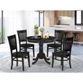 HomeStock ANVA5 Modern 5 Piece Round Dining Table Set Black