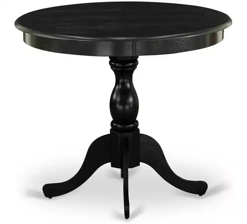 HomeStock ANVA5 Set da pranzo moderno da 5 pezzi con tavolo rotondo, nero