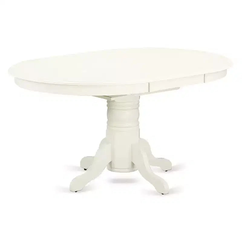 HomeStock Oval Dining Set tavolo da pranzo bianco lino con prolunga a farfalla
