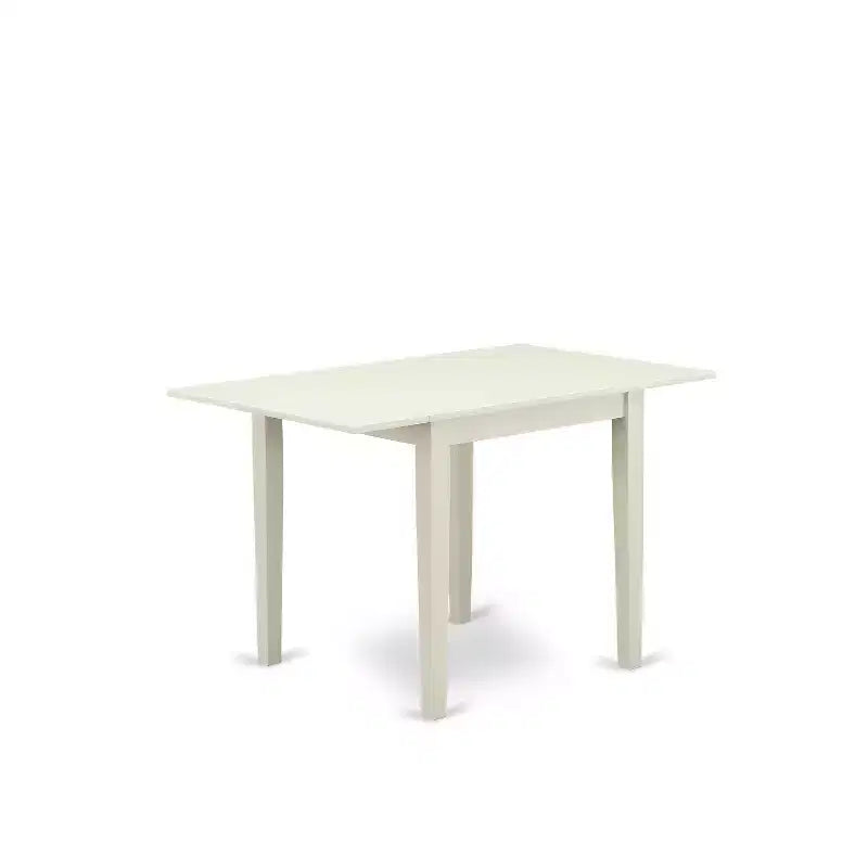 HomeStock Set tavolo da pranzo 3 pezzi Include un tavolo da cucina e 2 sedie da pranzo moderne con sedile e schienale a doghe in legno duro asiatico, finitura bianco lino