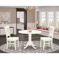HomeStock Modern Round Dining Table Set Linen White