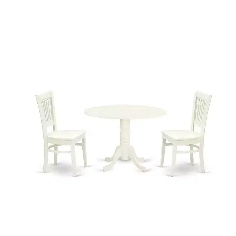 HomeStock Set Tavolo da Pranzo Rotondo Moderno Bianco Lino