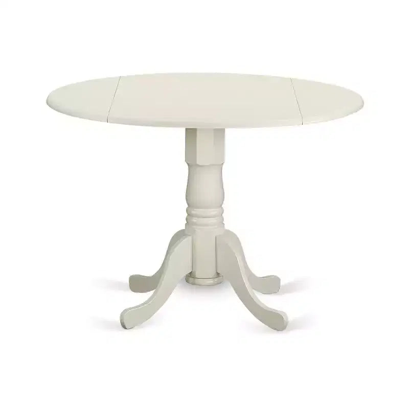 HomeStock Set Tavolo da Pranzo Rotondo Moderno Bianco Lino