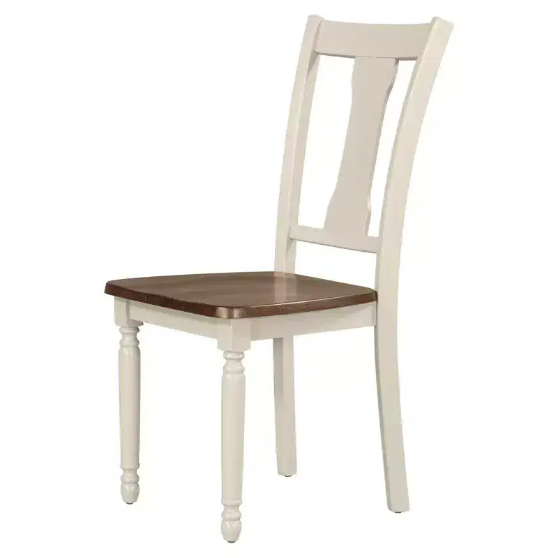 Set da Tavolo da Pranzo da 6 Pezzi con 4 Sedie e Panchina, Stile Retrò Classico, Marrone+Bianco Cottage-HABITRIO