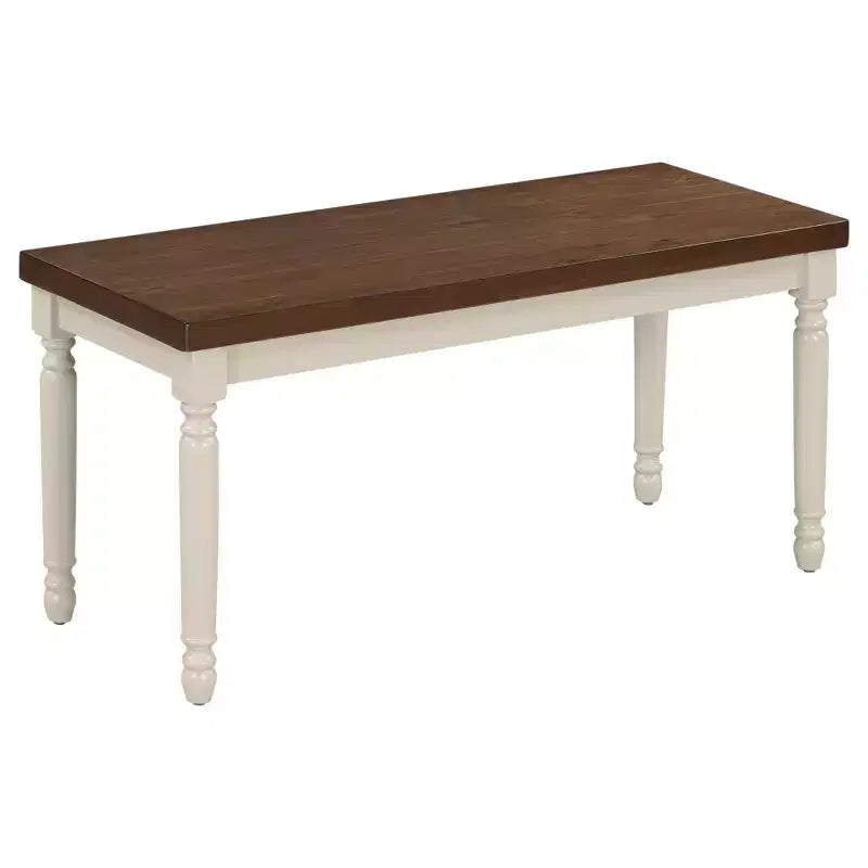 Set da Tavolo da Pranzo da 6 Pezzi con 4 Sedie e Panchina, Stile Retrò Classico, Marrone+Bianco Cottage-HABITRIO