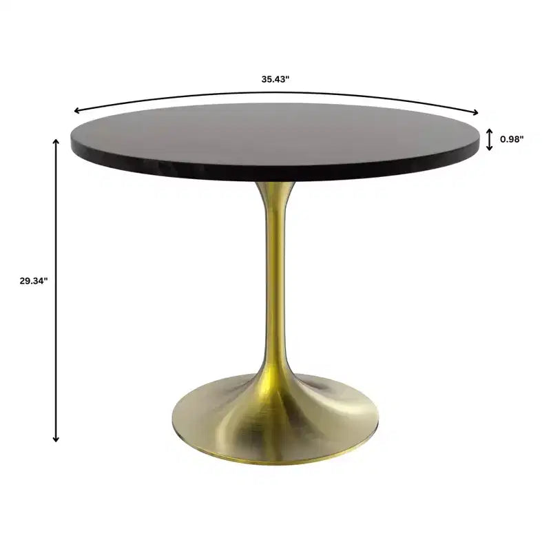 LeisureMod Verve Set da pranzo 5 pezzi - Tavolo rotondo con piano in MDF da 36, 4 sedie da pranzo laterali in pelle