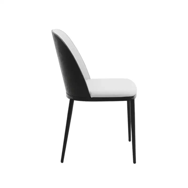 LeisureMod Verve Set da pranzo 5 pezzi - Tavolo rotondo con piano in MDF da 36, 4 sedie da pranzo laterali in pelle