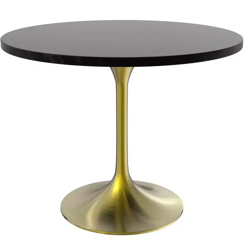 LeisureMod Verve Set da pranzo 5 pezzi - Tavolo rotondo con piano in MDF da 36, 4 sedie da pranzo laterali in pelle