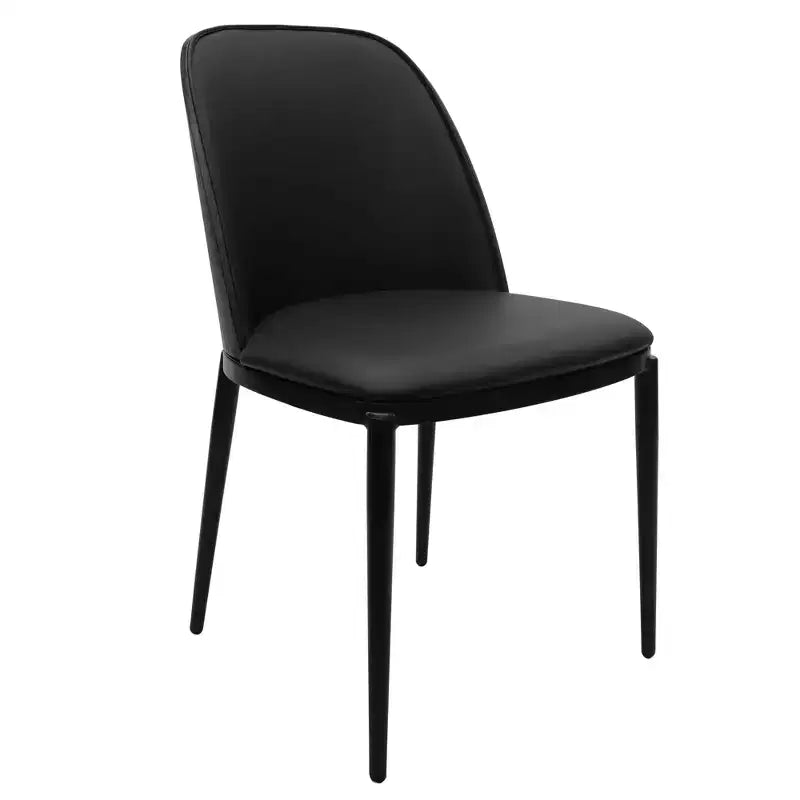 LeisureMod Verve Set da pranzo 5 pezzi - Tavolo rotondo con piano in MDF da 36, 4 sedie da pranzo laterali in pelle