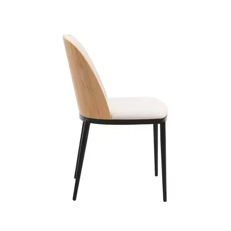 LeisureMod Verve Set da pranzo 5 pezzi - Tavolo rotondo con piano in MDF da 36, 4 sedie da pranzo laterali in pelle