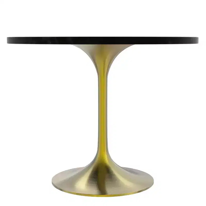 LeisureMod Verve Set da pranzo 5 pezzi - Tavolo rotondo con piano in MDF da 36, 4 sedie da pranzo laterali in pelle