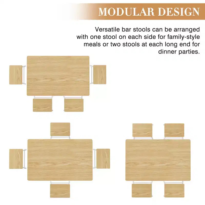 VECELO Set tavolo e sedie da pranzo da 5 pezzi per 4 persone, mobili da cucina, piano in MDF e struttura rettangolare in metallo, salvaspazio, nero/marrone/rovere