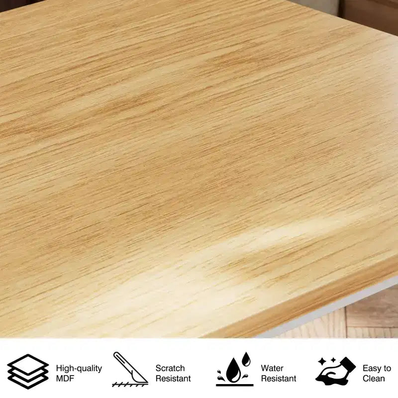 VECELO Set tavolo e sedie da pranzo da 5 pezzi per 4 persone, mobili da cucina, piano in MDF e struttura rettangolare in metallo, salvaspazio, nero/marrone/rovere