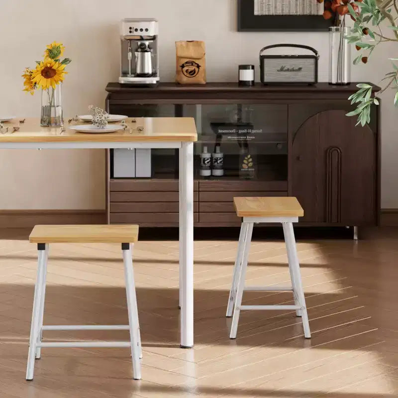 VECELO Set tavolo e sedie da pranzo da 5 pezzi per 4 persone, mobili da cucina, piano in MDF e struttura rettangolare in metallo, salvaspazio, nero/marrone/rovere