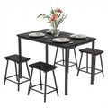 VECELO 5 Piece Dining Table & Chairs Set for 4, Kitchen Furniture MDF Board and Rectangular Metal Frame, Space-Saving, Black/Brown/Oak